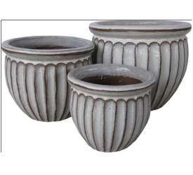 CERAMIC POT, RUNNING WHITE NV-91401