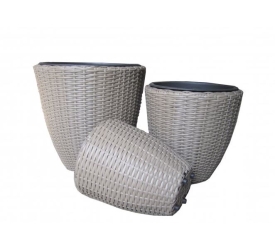 POLY WICKER PLANTER, PLASTIC POT INSIDE NV-PR PL-09017